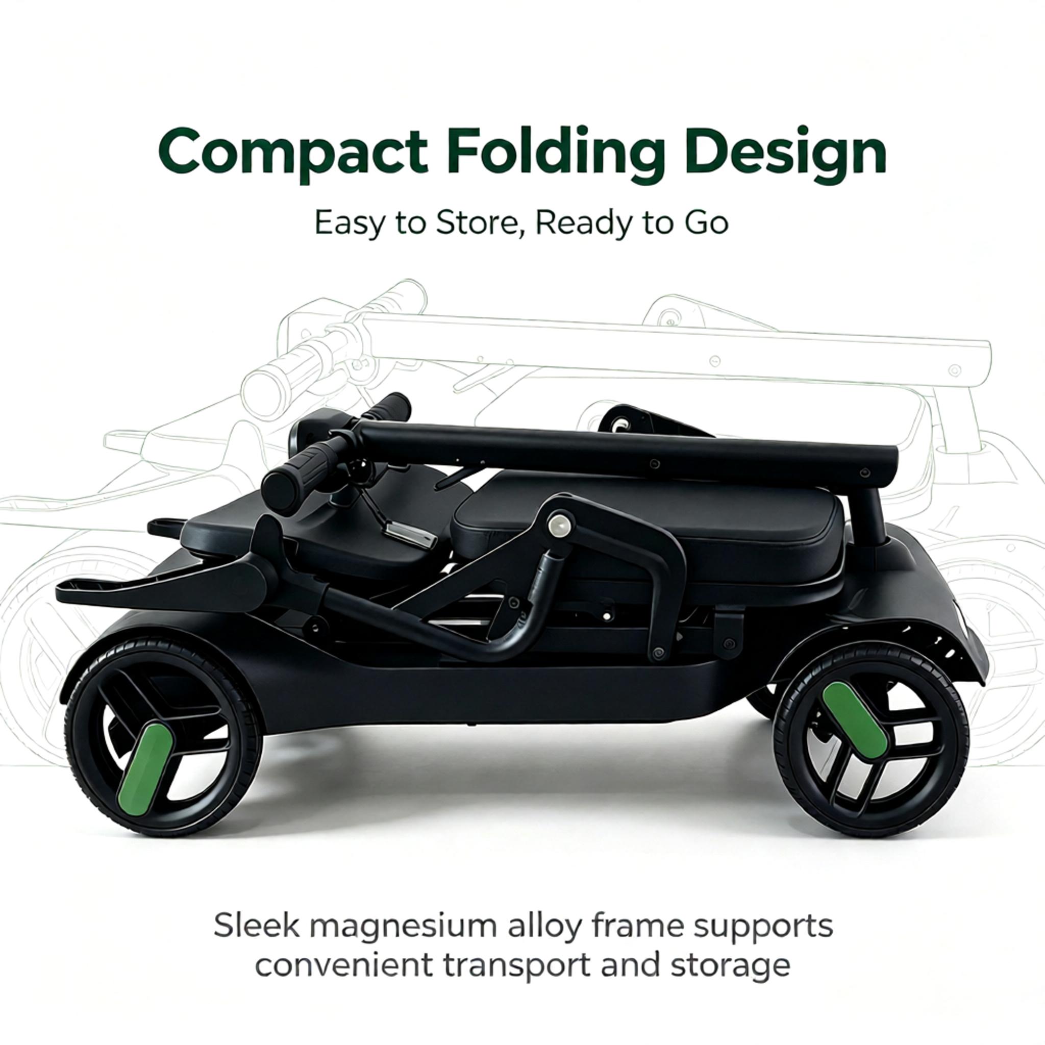 Magnesium Alloy Brushless Motor 4-Wheel Mobility Scooter with Smart NFC Unlock